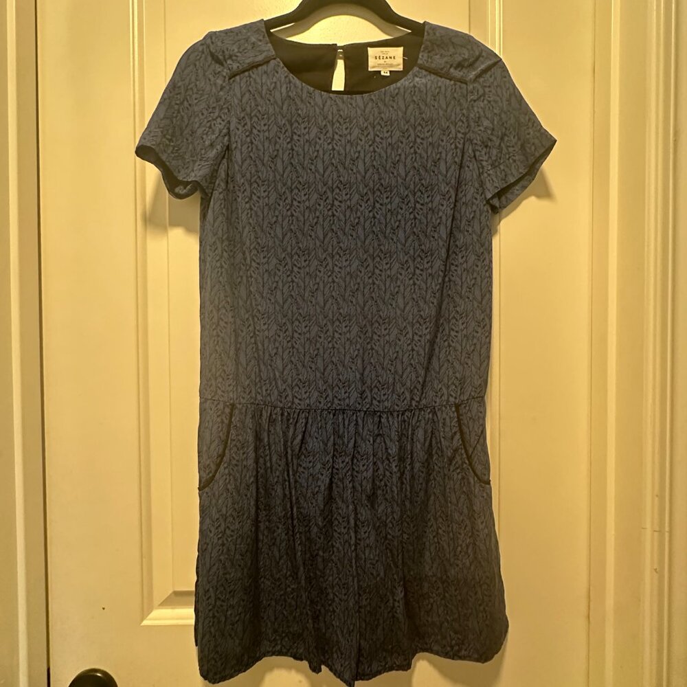 Sezane Dark Blue Floral Dress